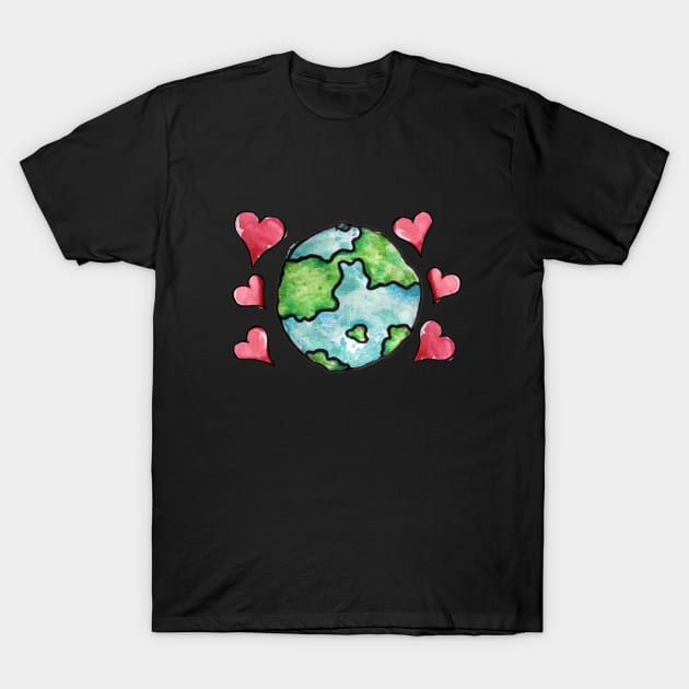 Earth Day Love hearts T-Shirt by bubbsnugg